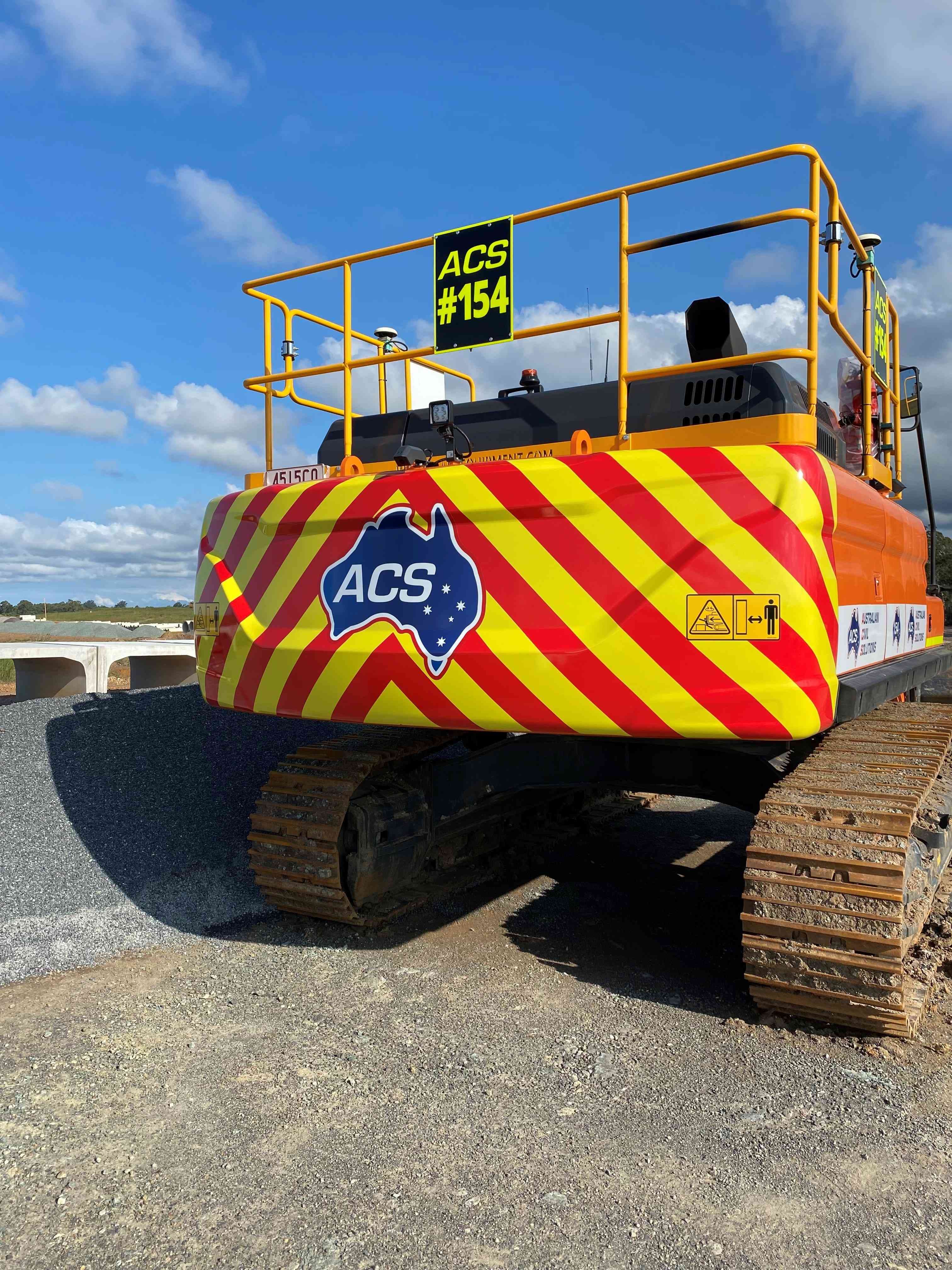 ACS excavator safety chevron wrap