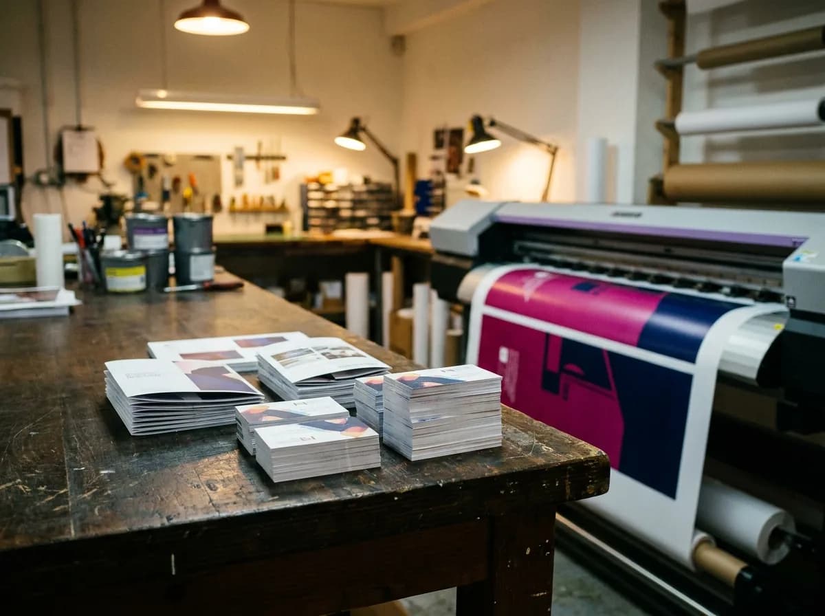 Freshly printed business cards and brochures